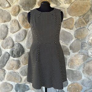 ABS fit and flare dress in black & white polka dot nice quality jacquard fabric